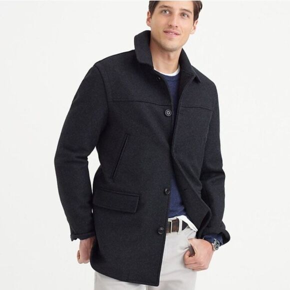 J CREW Men's Grey Italian Wool University Coat Size Large - Picture 1 of 4